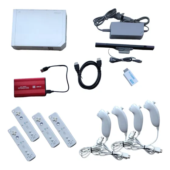 Nintendo Wii 4 Set De Controles, Disco Duro, Adaptador Hdmi