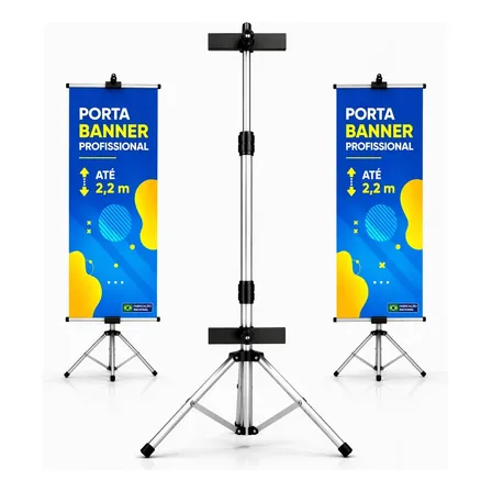 Porta Banner 2,20m C Garras Pedestal Tripé Suporte Imediato