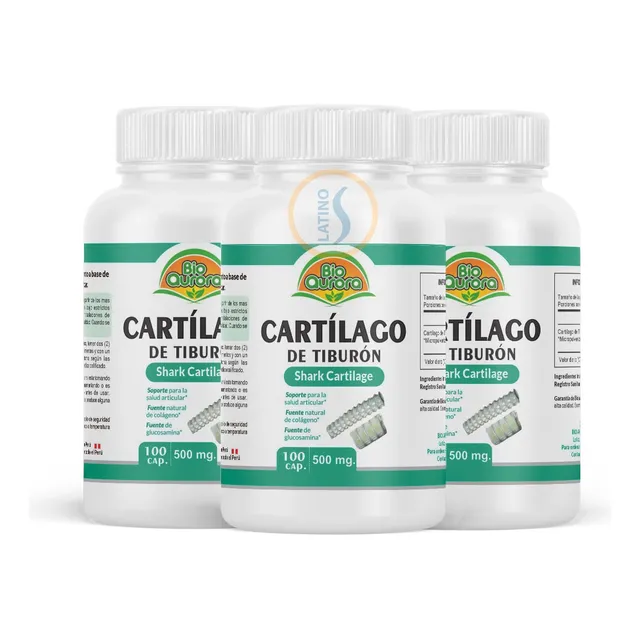 Cartilago De Tiburon 100 Capsulas 500mg Bioaurora Pack De 3