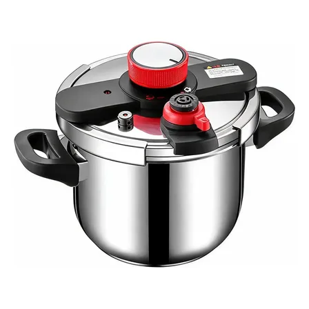 Panela De Pressão 8 Litros Inox Para Fogão A Gás E Indução Prateado