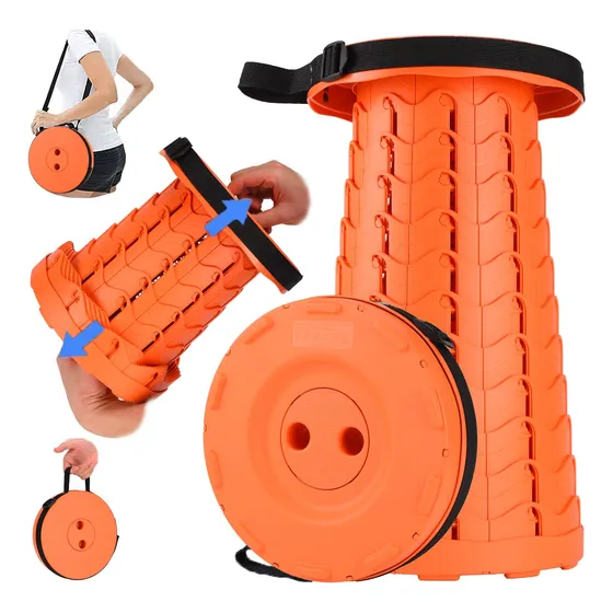 Taburete Plegable Para Camping De Plastico Naranja