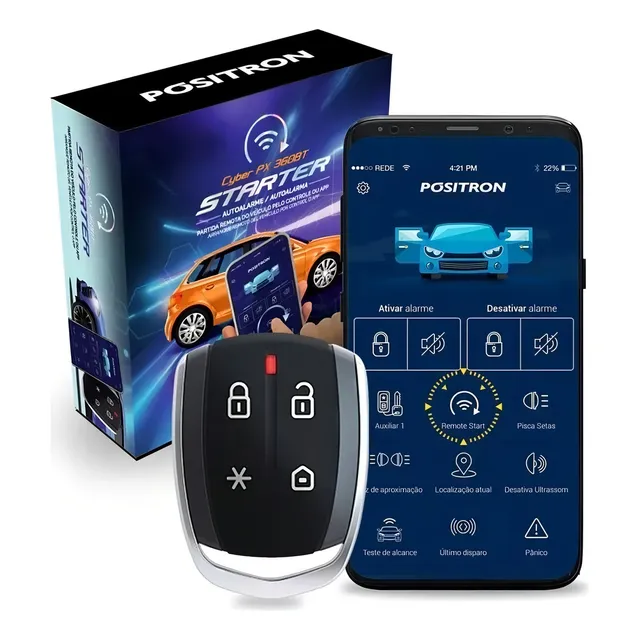 Alarme Automotivo Cyber Px360 Bt STARTER Sensor Presença Positron
