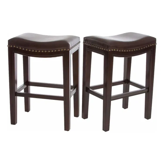 2 Taburete Jaeden Backless Cuero Marron