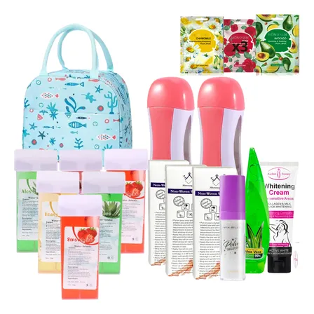 Kit Depilación 2 Maquinas/ceras/bandas/gel Hidratante/cremab