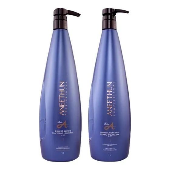 Kit Creme De Silicone E Shampoo Aneethun 1 Litro Linha A
