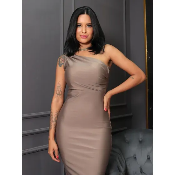 Vestido Feminino Malha Prd Longo Premium Com Fenda Lateral