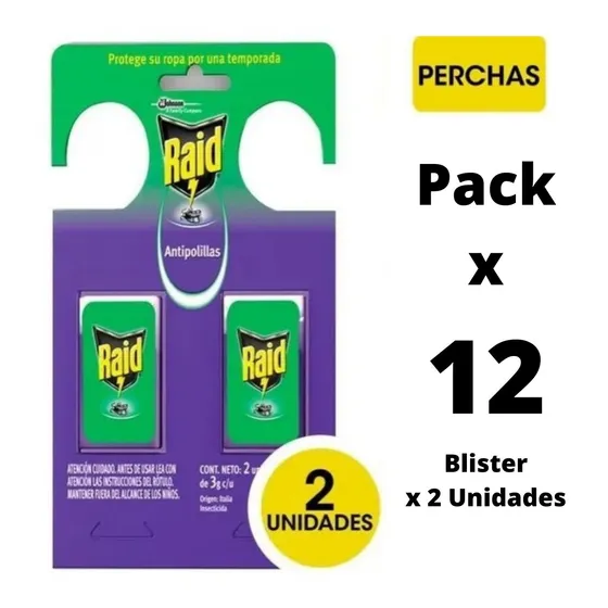 Raid Percha Anti Polillas - 12 Blister De 2 Perchas Cada Uno