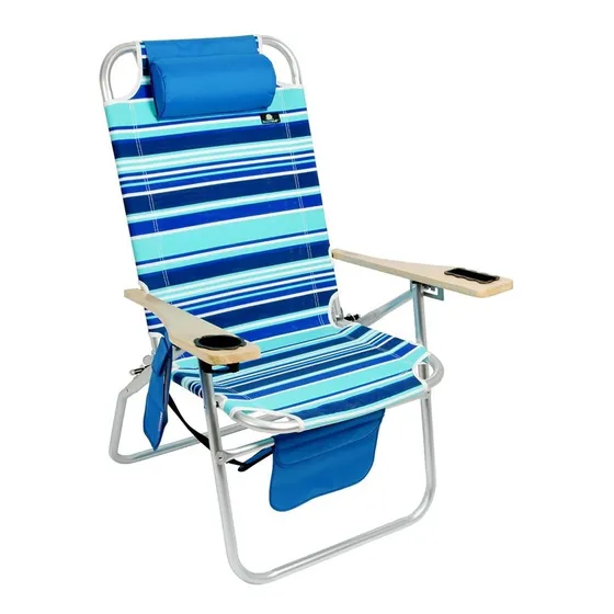 Deluxe Xl Silla Playa Plegable Aluminio Grande 17 Alto