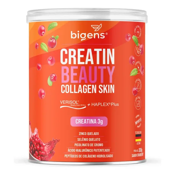 Creatin Beauty Collagen Skin: Colágeno Verisol® + Haplex® Plus + Creatina Com Zinco, Selênio, Cromo, Ácido Hialurônico E Colágeno Hidrolisado | Bigens