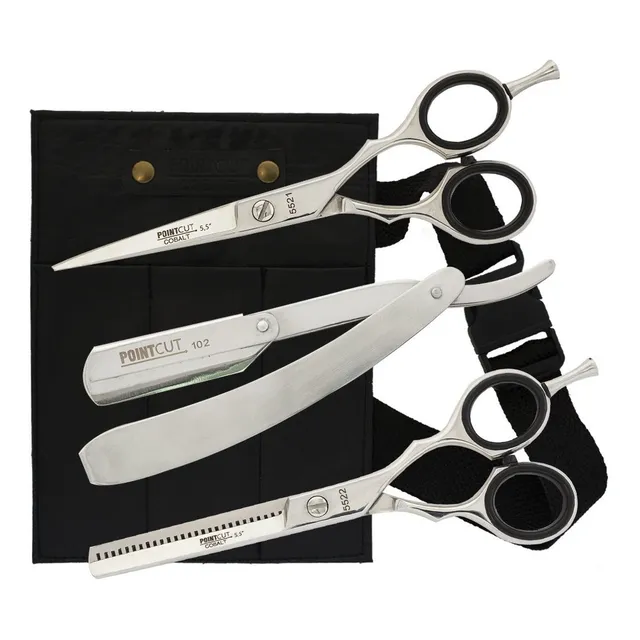 Set Tijeras Peluqueria Micro + Pulir + Navaja Pointcut Local