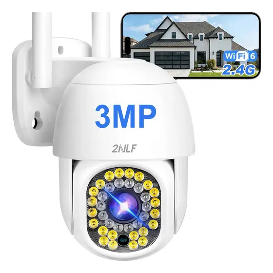 2nlf Cámara De Seguridad Exterior Wifi ip 360 Impermeable Color Blanco Bidireccional Seguimiento de Movimiento Alarma Móvil Visión Nocturna