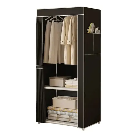Guarda Roupa Closet Dobrável Organizador Rack C/ Capa Preto