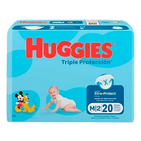 Pañales Huggies Triple Protec Talla M 20 Und - Bulto 4 Paq