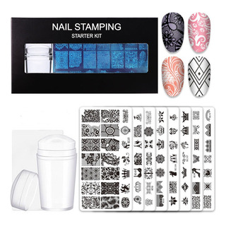 10 Sellos Uñas Decoración:8 Placas Uñas,estampador,raspador 10 Sellos Uñas Decoración:8 Placas Uñas,estampador,raspador