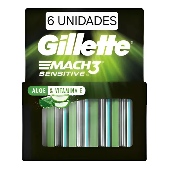 Gillette Mach3 Sensitive Con Aloe & Vitamina E X6 Unidades