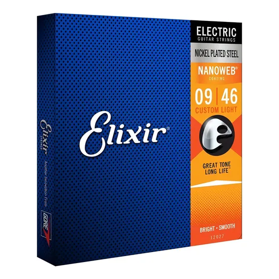 Cordas Guitarra 09 Custom Light Revestimento Nanoweb Elixir