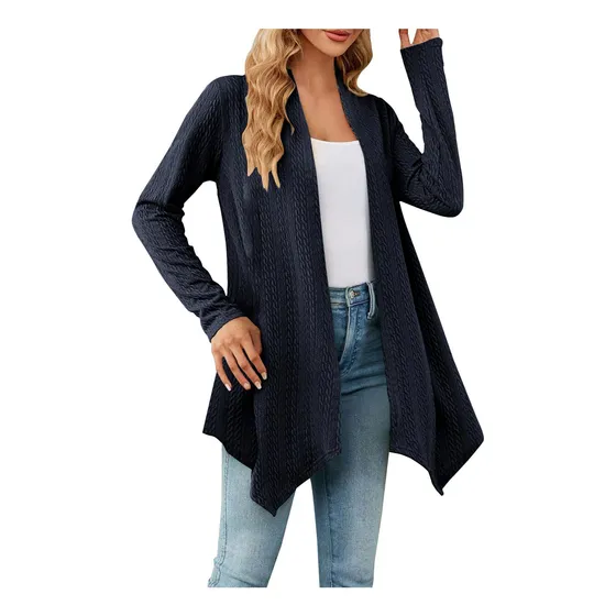 Sueter Cardigan Para Mujer Punto Torcido Color Solido Manga
