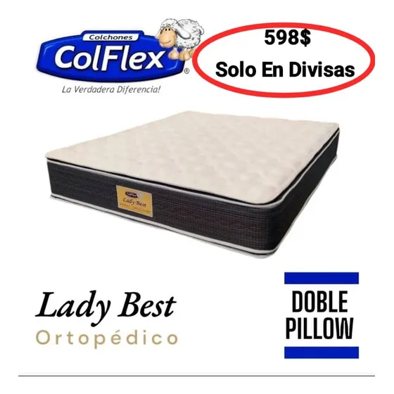 Colchón Colflex Lady Best Queen 190x160cm Con Doble Pillow
