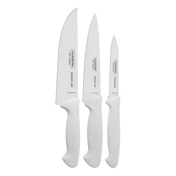 Jogo 3 Facas Premium Inox/polipropileno Branco Tramontina