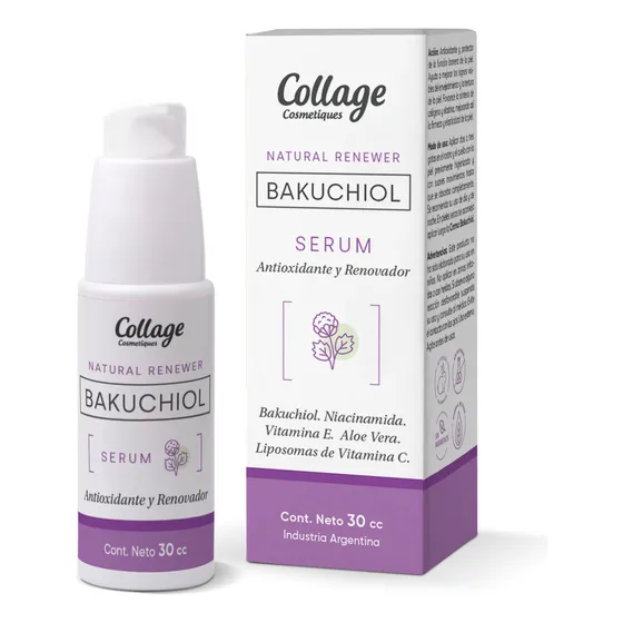 Serum Bakuchiol 30cc Niacinamida Vitami C Y E Aloe Collage Momento De Aplicación Día/noche Tipo De Piel Sensible
