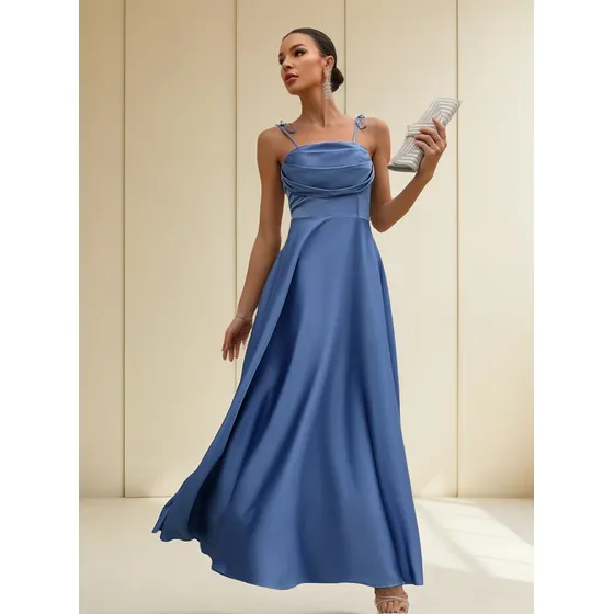 Vestido Largo En Raso Falda Campana Vizenta Moda