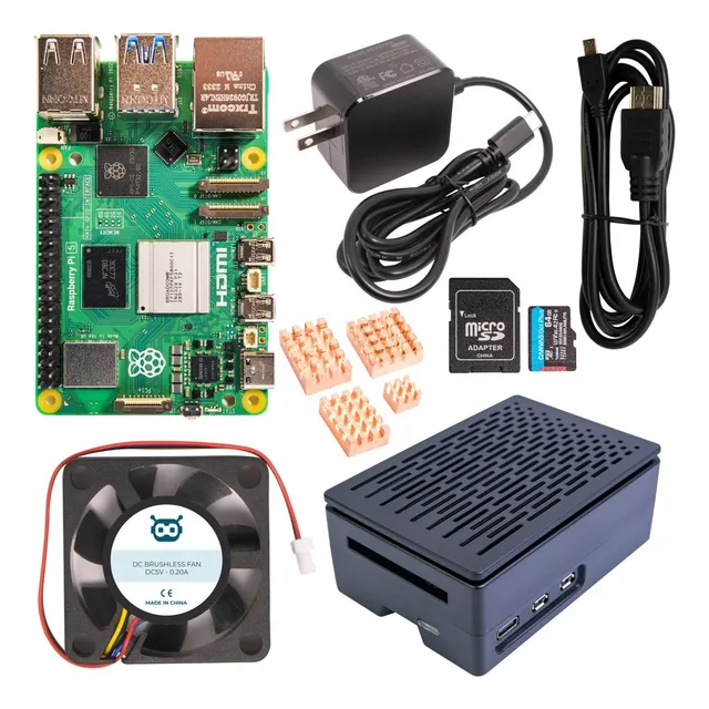 Raspberry Pi 5 8gb Case Ventilador Sd 64gb Hdmi Pi5 Kit