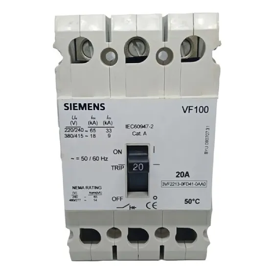 Disyuntor Tripolar 3vf2213-0fd41 3x20a De Siemens