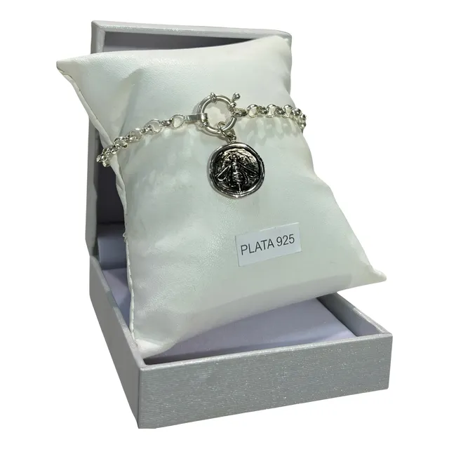Pulsera De Rolos Con Dije Abeja Maestra Plata 925 Promo