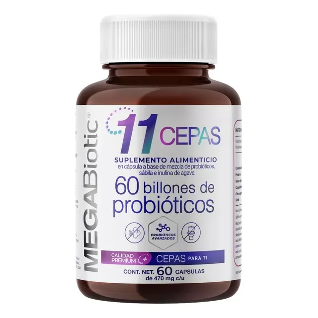 Megabiotic 11 Cepas 60 Billones De Probióticos 60 Cápsulas Sabor Sin sabor