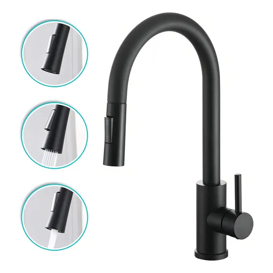 Canilla Grifería Monocomando Extensible Mesada Negro Mate