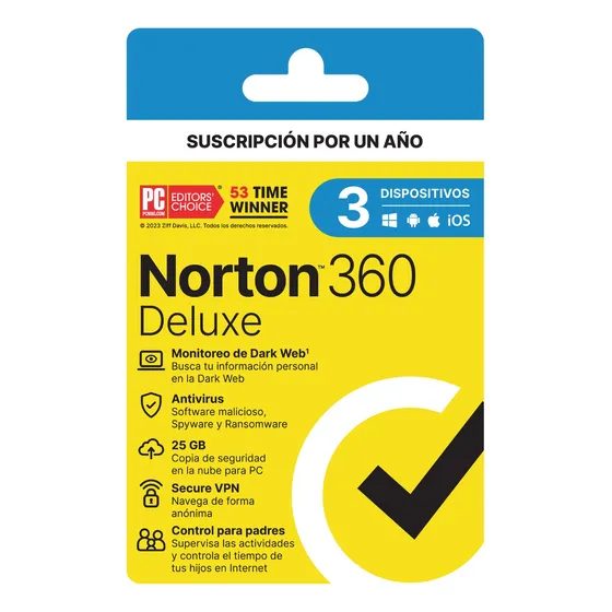 Norton 360 Deluxe 25gb 3 Dispositivos 1 Año