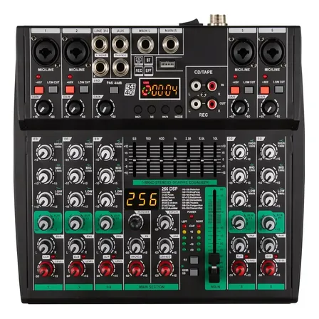 Mixer De Áudio De 6 Canais Com Usb Fx 24 Bits 256 Dsp Bt Mp3