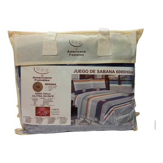 Juego De Sábanas Liso A Rayas 1 Plaza Americano Fomatex Gris-marrón-azul-blanco Rayado