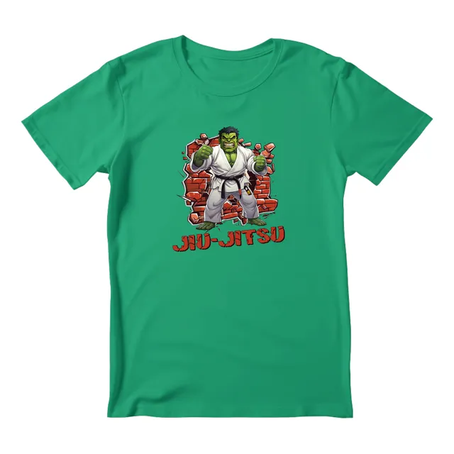 Camiseta Infantil Jiu-jitsu Hulk 100% Algodão Green