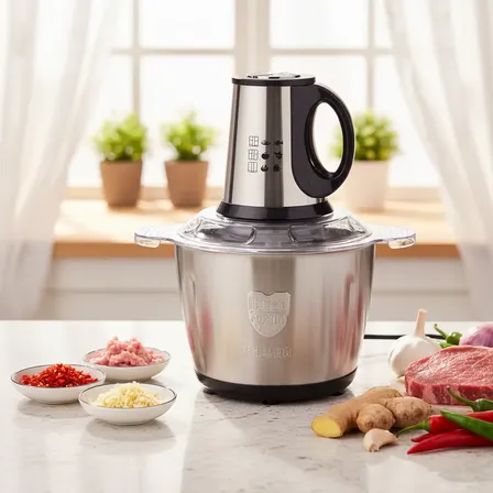 Triturador Picador Elétrico 1800w 3,8lt Moedor Carne Legumes Cinza 127v