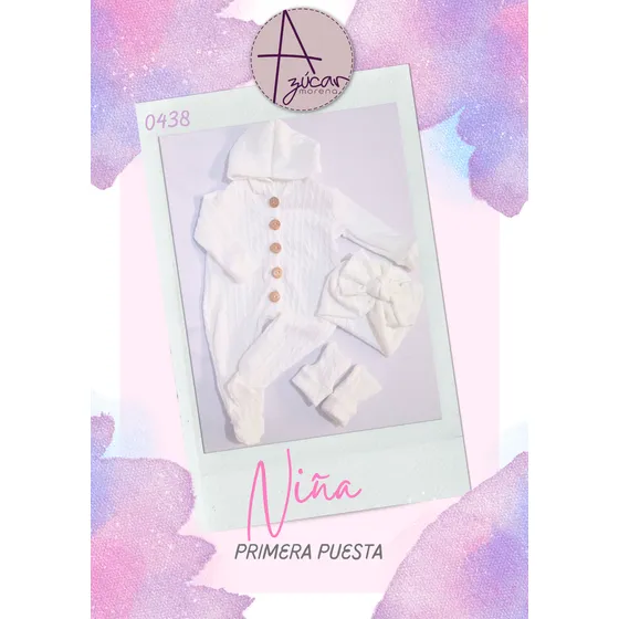 Conjunto Blanco De Primera Puesta Niña Con Capucha