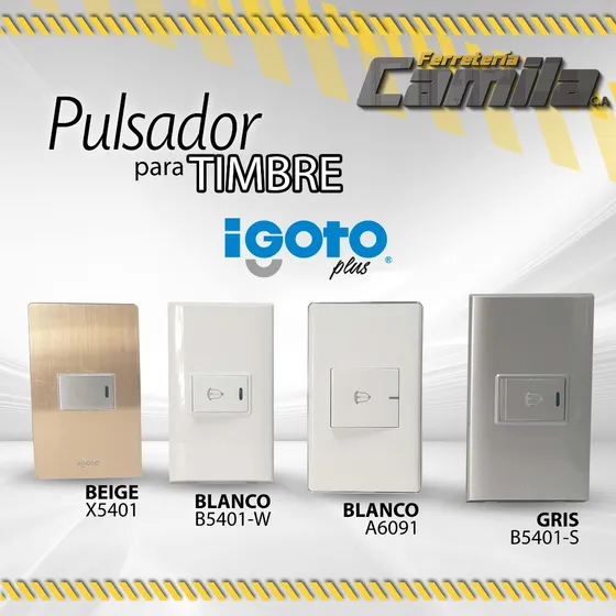 Pulsador Para Timbre Igoto - Beige-gris-blanco-blanco/plata