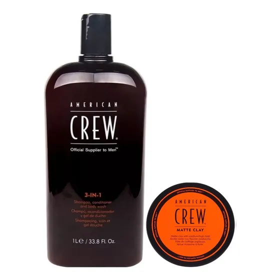 3 En 1 Shampoo 1lt. + Cera Matte Clay 85g American Crew