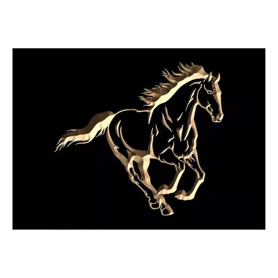 Quadro Entalhado Em Madeira - M - Cavalo Correndo