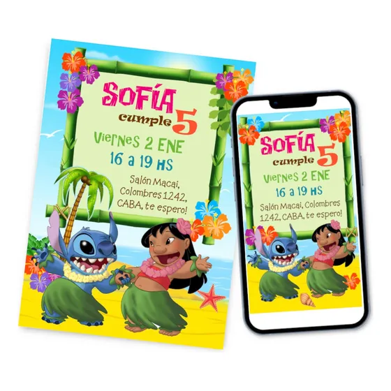 Kit Imprimible Lilo Y Stitch Invitaciones Candy Bar Editable