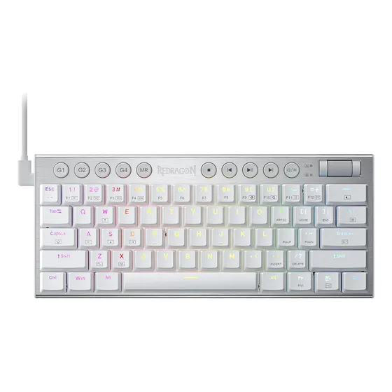 Teclado Gamer Redragon Horus K632-rgb Blanco Idioma Inglés Us Tamaño 60%, Alámbrico.