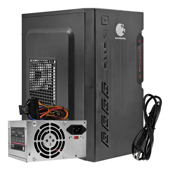 Gabinete Computador Com Fonte 200w Mid Mini Tower Escritório Cor Preto