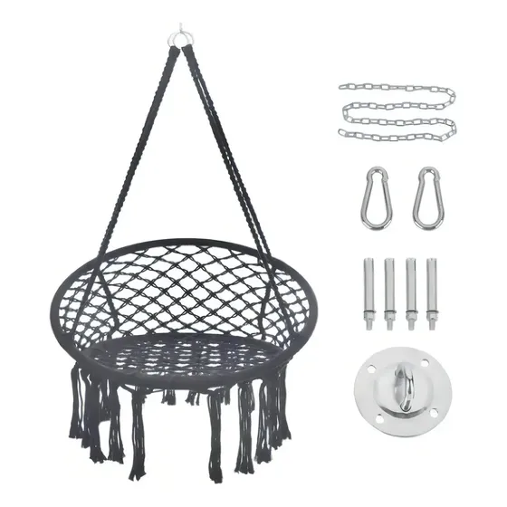 Silla Hamaca Silla Columpio Colgante 1 Kit De Instalación Color Gris hamaca macramé | Cuotas sin interés