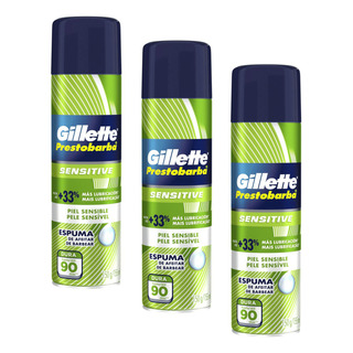 Kit Com 3 Espuma Gillette Sensitive Prestobarba Frasco 150g Kit Com 3 Espuma Gillette Sensitive Prestobarba Frasco 150g