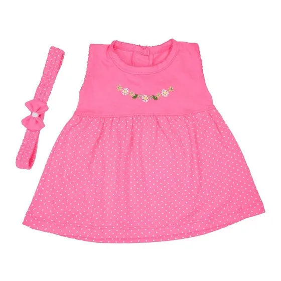 Vestido De Niña 3 Piezas Flores Y Puntos Bebu 