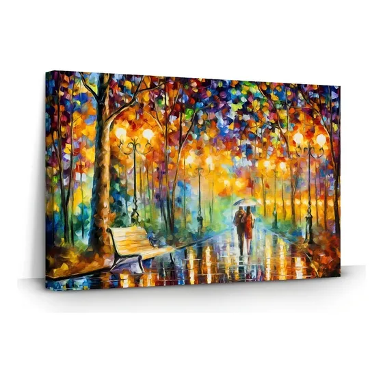 Quadro Leonid Afremov Chuva 100x70 Decorativo Canvas Sala