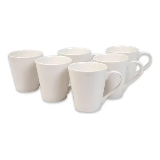 Set 6 Mugs Porcelana 325 Cc- Doral Kitchen Blanco Lisa