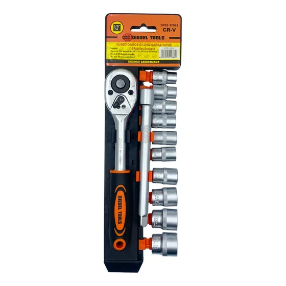Juego De Rachet Dados Extensión 6  12 Pzas Cromo