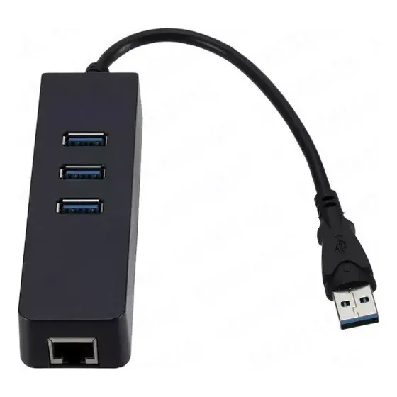 Adaptador Rede Rj45 Ethernet Lan + Hub Com 3 Portas Usb 3.0