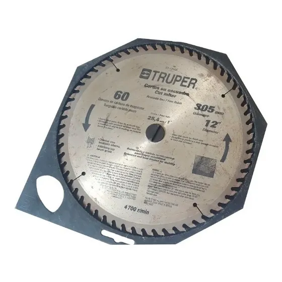 Disco Madera Truper 12  Corte Fino 60 Dientes Alternos